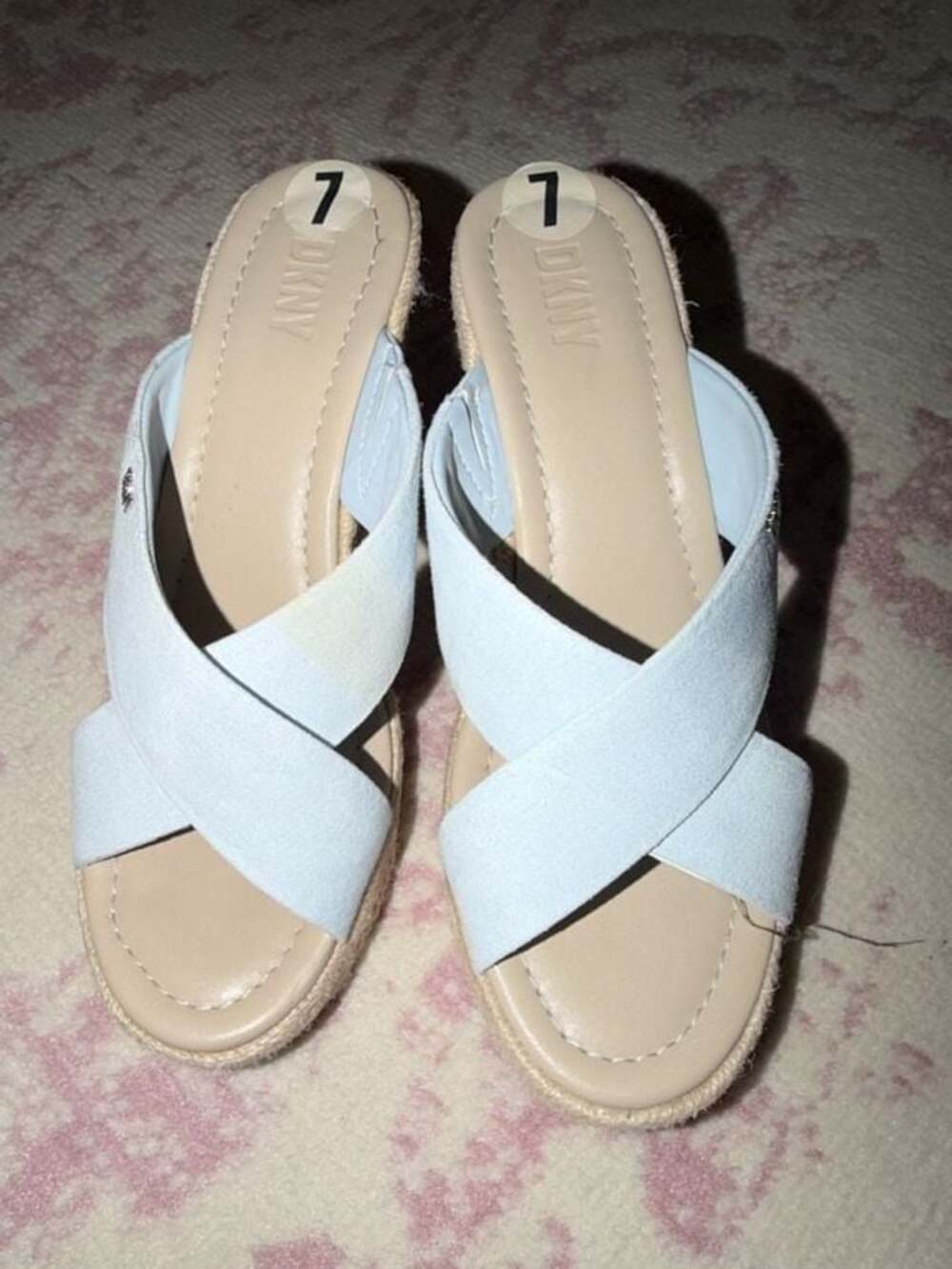 DKNY Women's Crisscross Espadrille Wedge Sandals in Light Blue